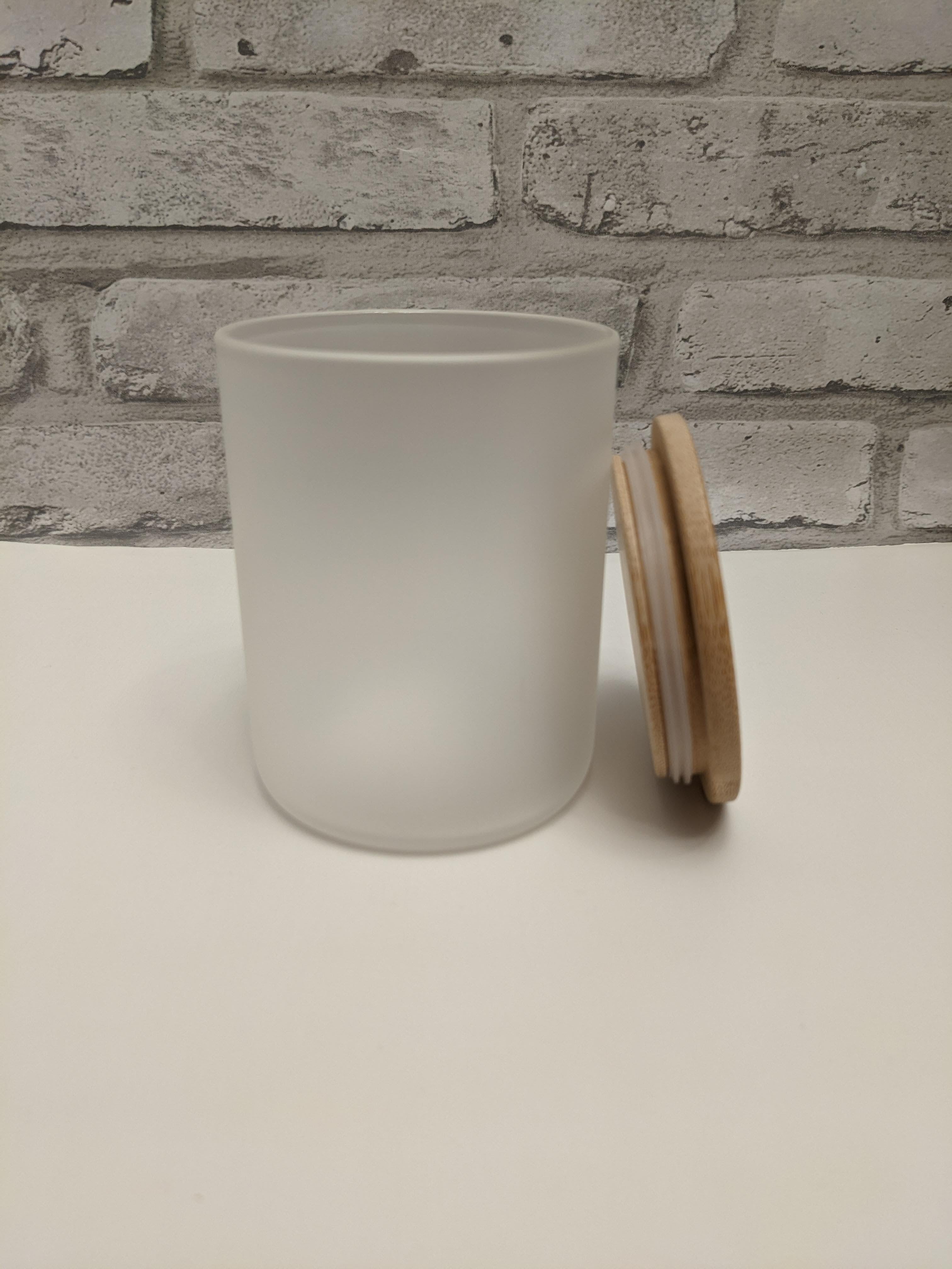 10oz Frosted Glass Jar with Bamboo Lid for Sublimation